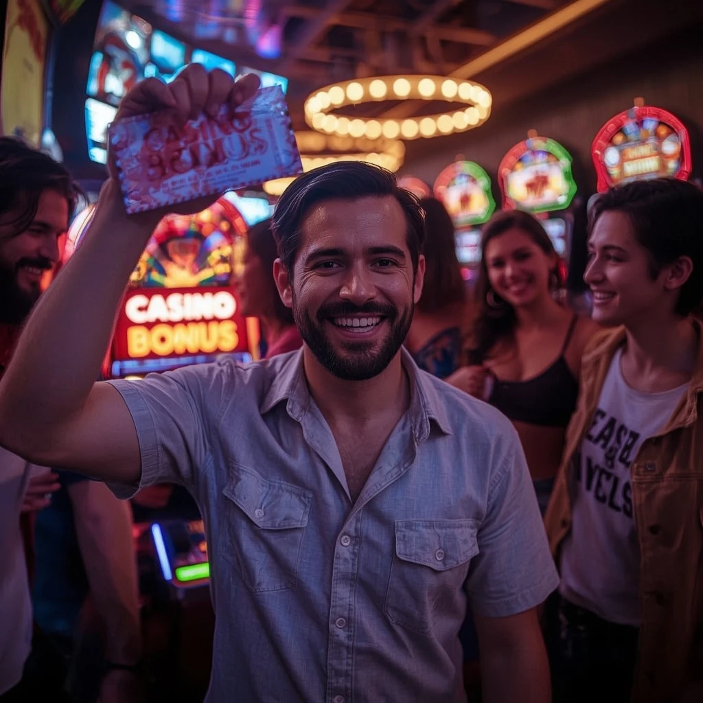 une personne tenant un bonus BluCasino France